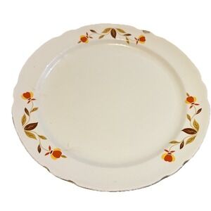 Vintage Hall China Autumn Leaf Oval Serving Platter Orange Floral Pattern USA